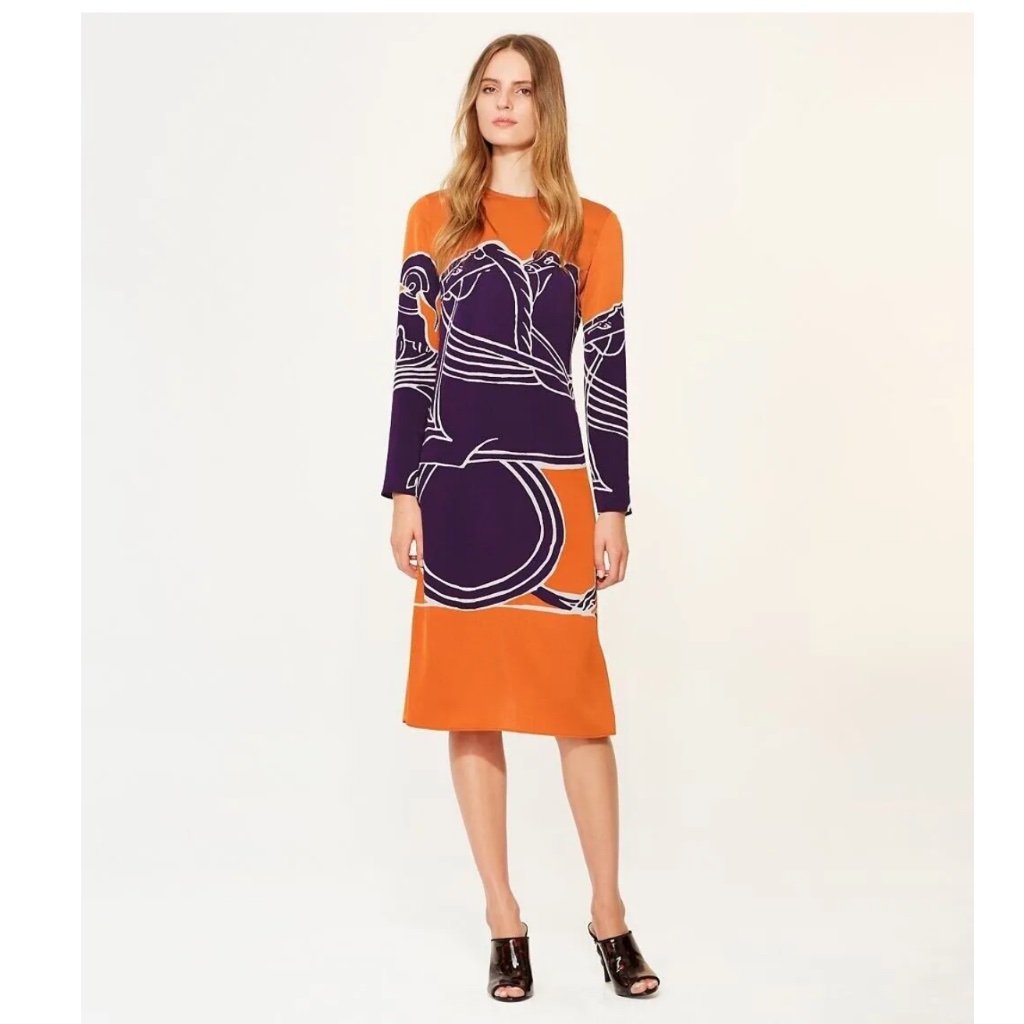 Tory Burch Size 2 Trocadero Horse Print Orange Rare